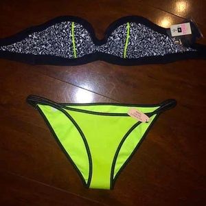 Oreo/ neon yellow Victoria’s Secret bikini set